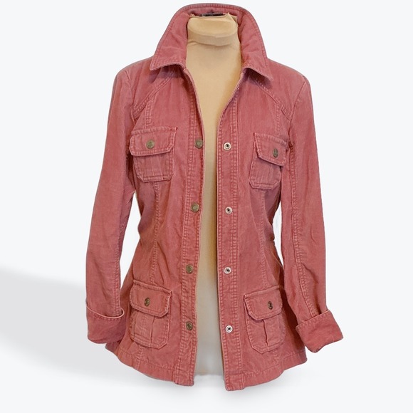 Old Navy Jackets & Blazers - Old Navy Vintage Corduroy Utility Jacket Pink Snap Front Belted Women S Fall 03
